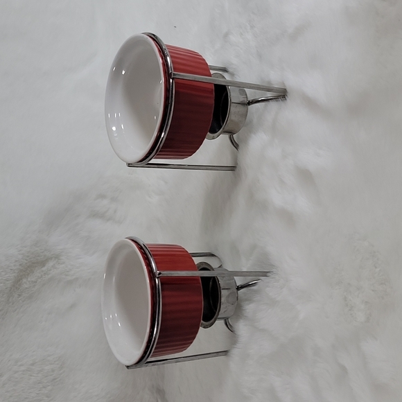 Oggi Kitchen Oggi Red Ceramic Table Seafood Butter Warmer Dish Set